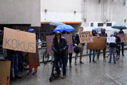 Группа «ботаников» под дождем протестовала против Рижской думы