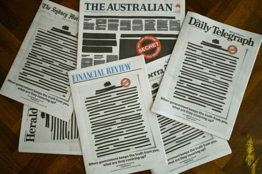 Ведущие газеты Австралии вышли с одинаковой первой полосой в знак защиты прессы