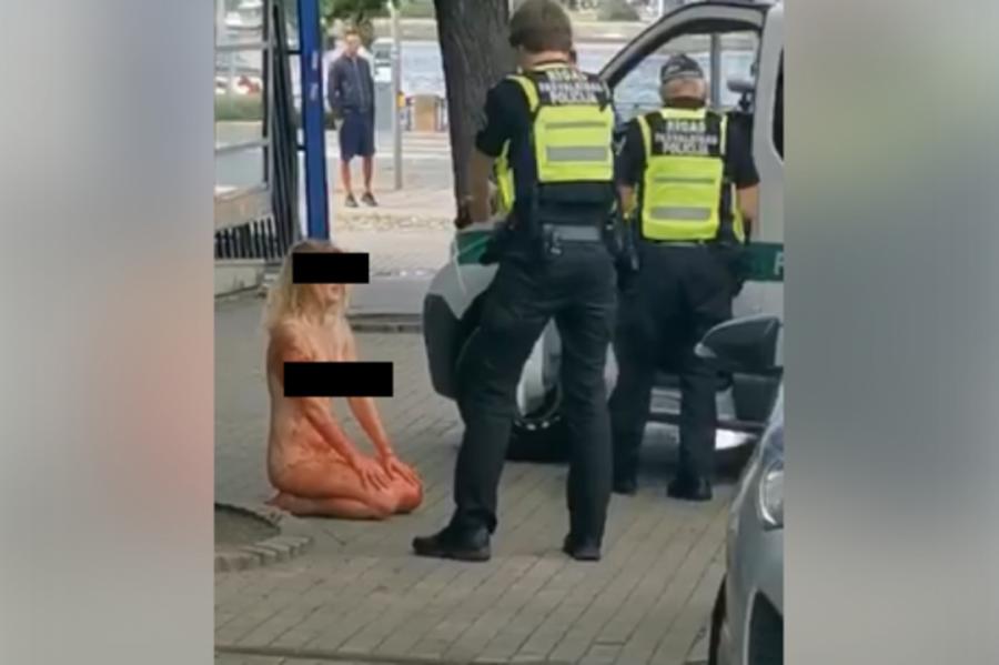 Полиция Риги оправдывается за жёсткое задержание голой женщины с ножом