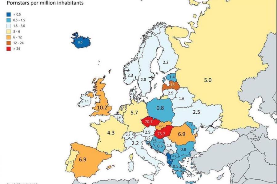 Латвия вошла в европейский ТОП-3 по числу порнозвёзд на душу населения (ВИДЕО)