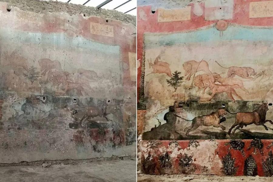 В Помпеях восстановили уникальную фреску возрастом более двух тысяч лет