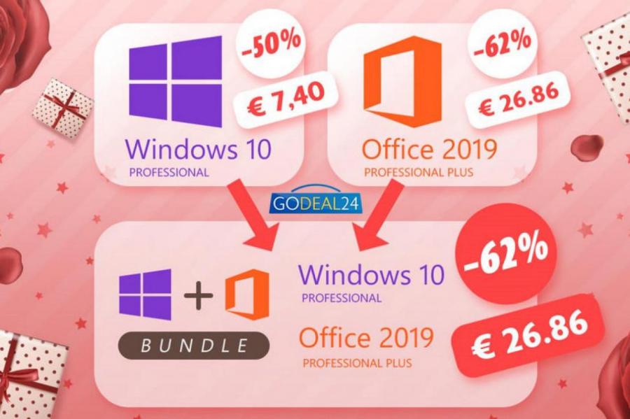 Пакет Windows 10 Pro + Office 2019 за 26€