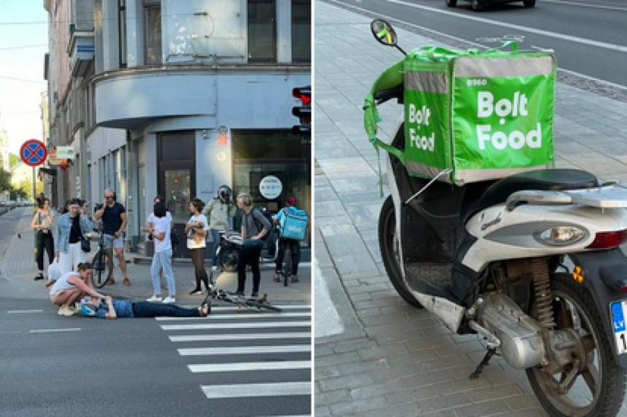 Рига: курьер «Bolt Food» сбил человека на пешеходном переходе