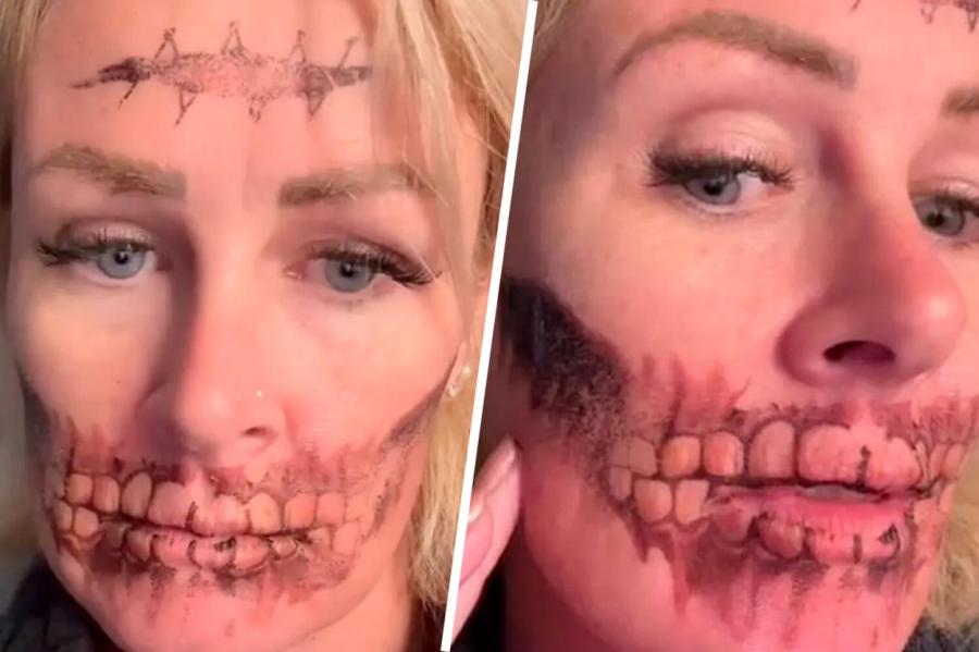 Женщина не смогла стереть временную татуировку после Хэллоуина