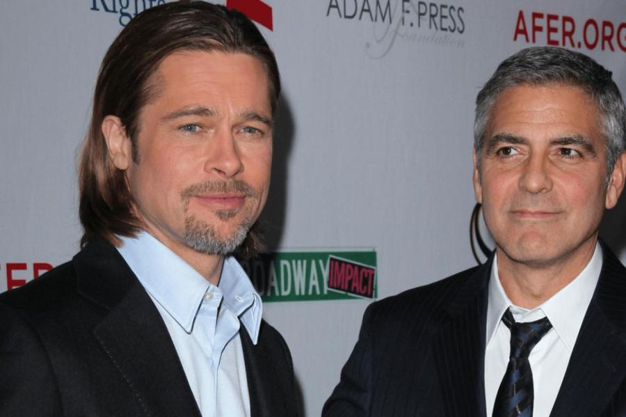 Брэда Питта подловили на съемках нового фильма с Джорджем Клуни