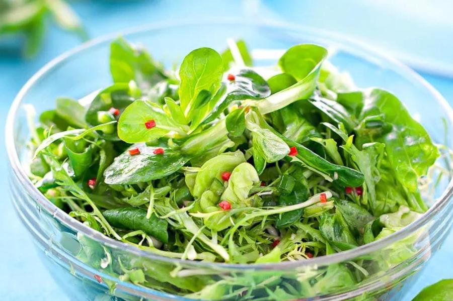 Витаминные блюда: зелень в тарелке