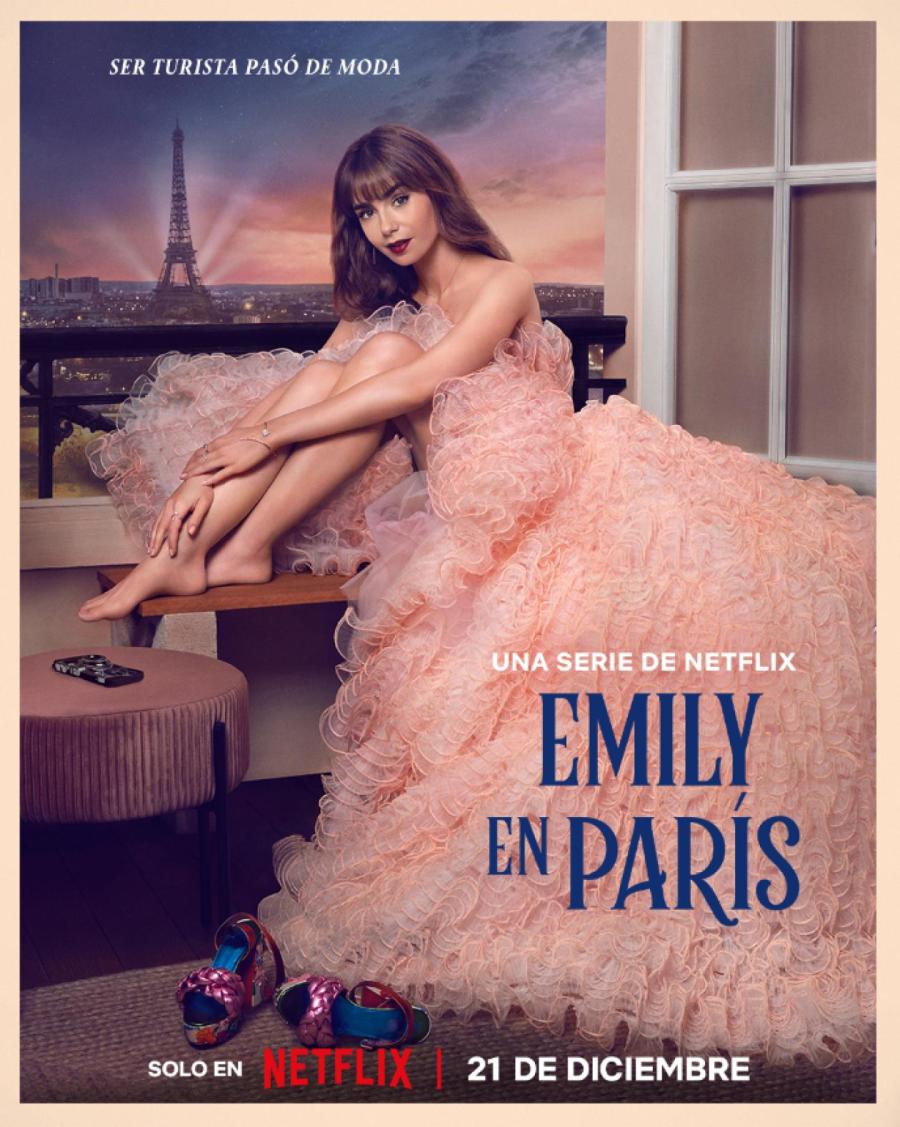 Лили Коллинз на постере "Эмили в Париже"