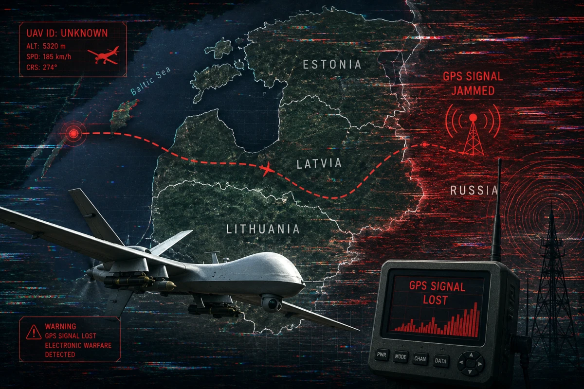 Изображение к статье: Военный дрон над Балтией