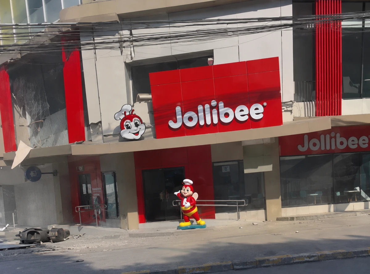 Изображение к статье: Поврежденный фасад ресторана Jollibee