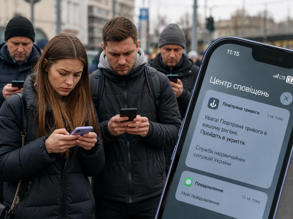 Изображение к статье: Киевляне смотрят на экраны своих мобильных