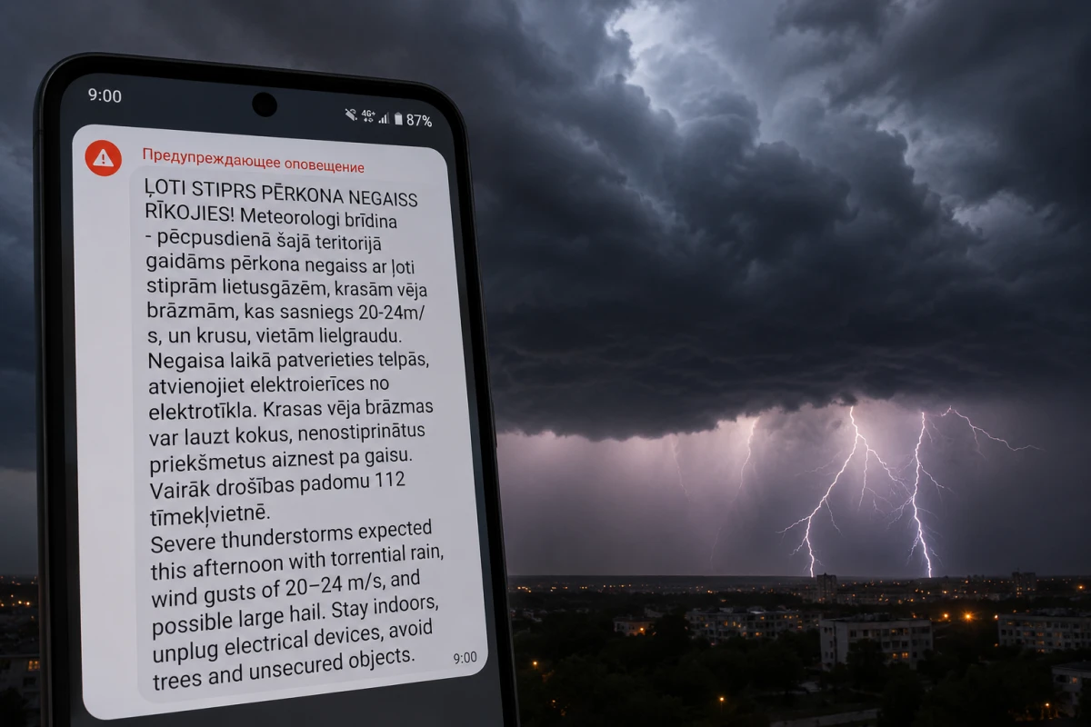 Изображение к статье: Штормовое предупреждение на экране телефона