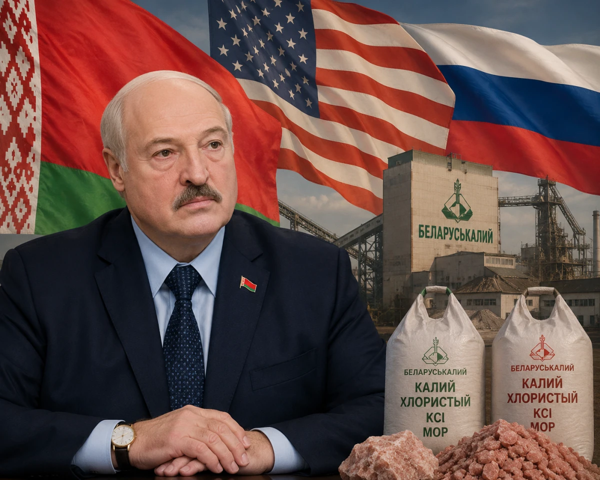 Изображение к статье: Александр Лукашенко на фоне флагов Беларуси, США и России