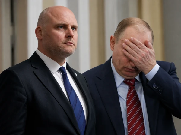 Изображение к статье: Андрис Кулбергс (слева) и Владимир Путин - таким их видит искусственный интеллект.