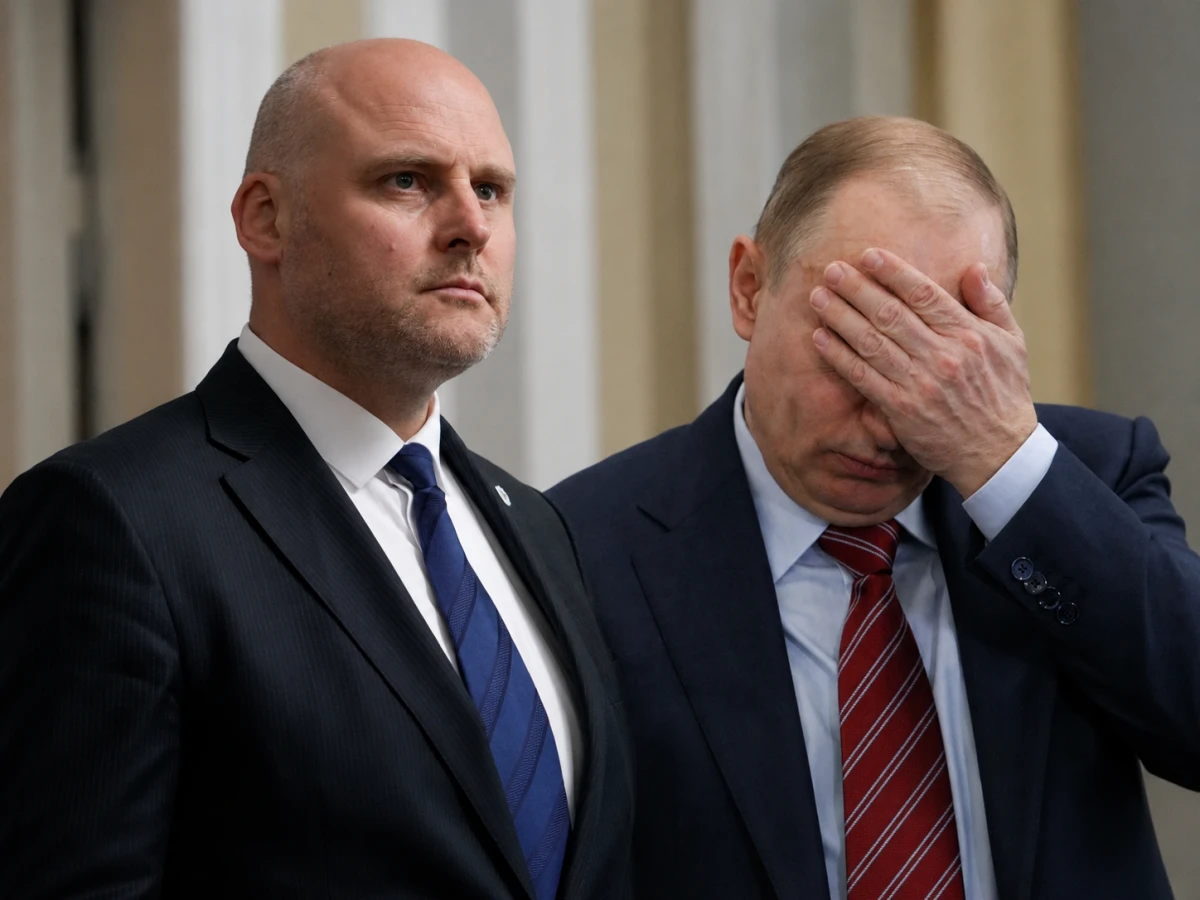 Изображение к статье: Андрис Кулбергс (слева) и Владимир Путин - таким их видит искусственный интеллект.