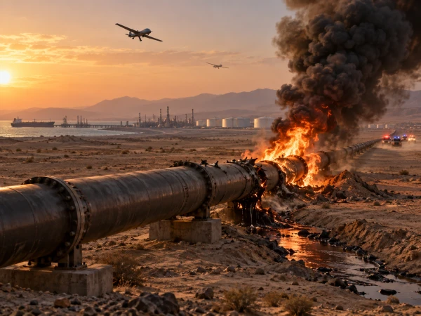 Изображение к статье: Саудовская Аравия временно остановила нефтепровод East-West после серии атак беспилотников.