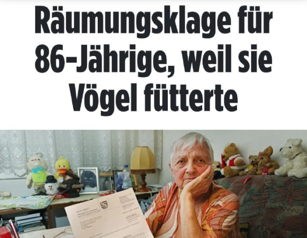 Bild: немцы выгнали из дома 86-летнюю соседку за то, что та кормила птиц