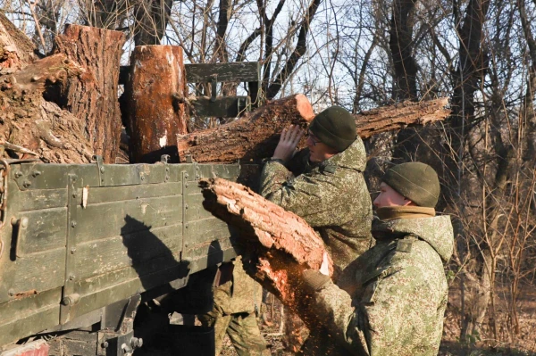 Военные ПМР заготавливают дрова.