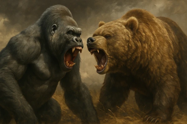 Изображение к статье: Кто победит: горилла или медведь гризли?