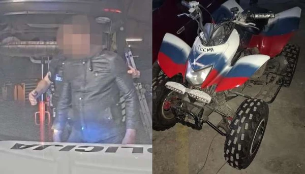 Изображение к статье: Квадроцикл в цветах флага РФ и с буквой Z? Полиция выходку рижанина не оценила