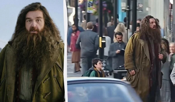 Изображение к статье: Комедийная звезда в образе бородатого великана шагал по улицам неподалеку Лондонского моста, а рядом шел юный актер в круглых очках, рюкзаке и куртке.