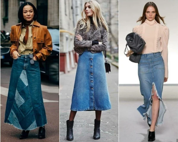 Изображение к статье: Длинная джинсовая юбка — главный тренд осени: как выбрать идеальную