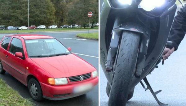 Изображение к статье: Водитель Volkswagen в Риге пытался припарковаться и случайно столкнулся с мотоциклом