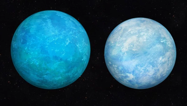 Изображение к статье: Экзопланеты TOI-270 с и TOI-270 d в представлении художника.
