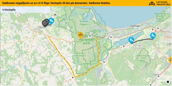 Три человека погибли в результате столкновения шести автомобилей возле Тукумса