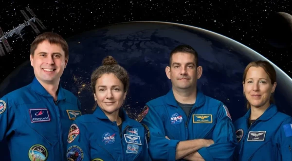 Экипаж миссии Crew-12. Слева направо: Андрей Федяев, Джессика Меир, Джек Хэтэуэй, Софи Адено.