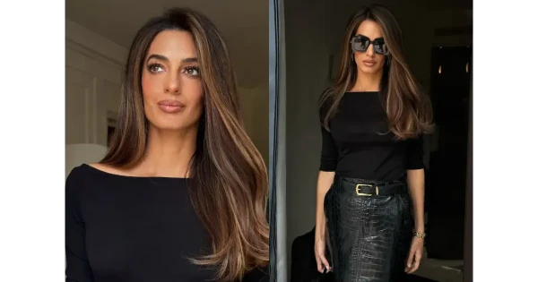 Изображение к статье: Амаль Клуни в кожаной юбке и с новым цветом волос посетила гала-вечер Cartier в Милане