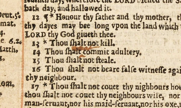 Изображение к статье: Фрагмент из «Нечестивой Библии» 1631 года. Фото:  Yale University Library