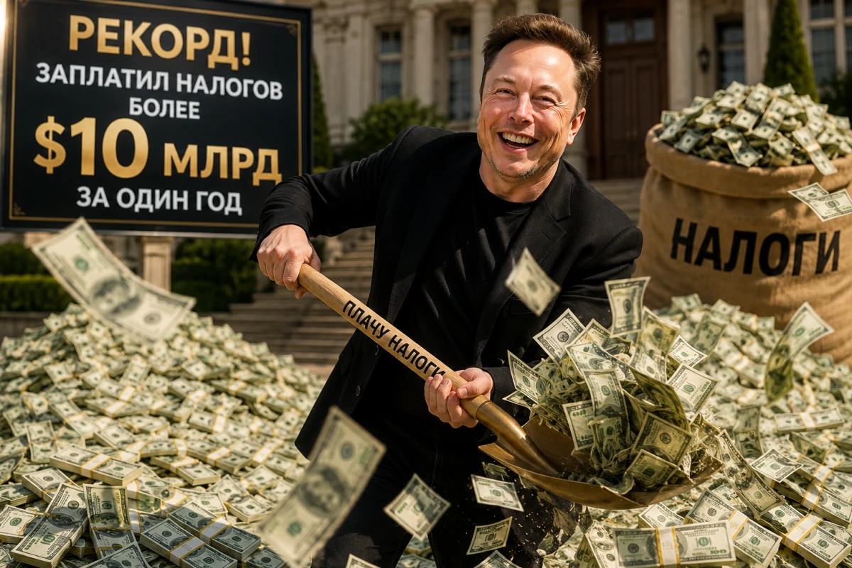 Изображение к статье: Илон Маск заявил, что заплатил рекордные налоги — более 10 млрд долларов за год