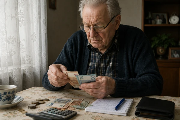 Изображение к статье: Пенсионер считает деньги у окна