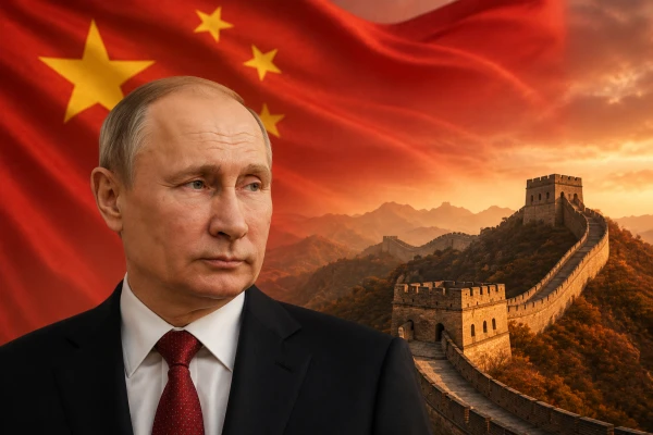 Изображение к статье: Владимир Путин на фоне Великой китайской стены
