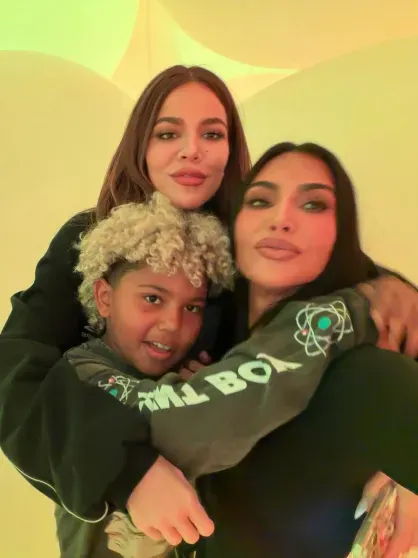 Khloé Kardashian, Kim Kardashian, and Saint West