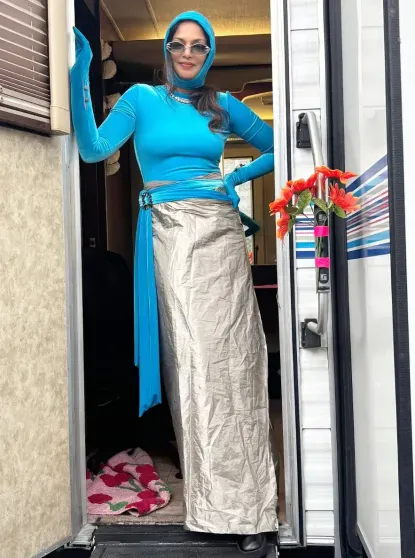 M.I.A. in the airplane outfit