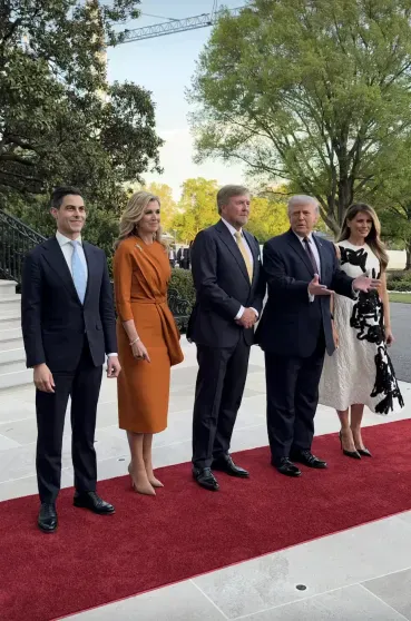 Rob Jetten, King Willem-Alexander of the Netherlands and Queen Maxima, Donald and Melania Trump