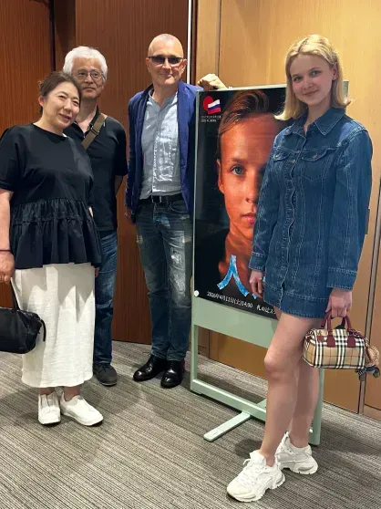 Егор Бероев и Анна Панкратова на презентации в Токио