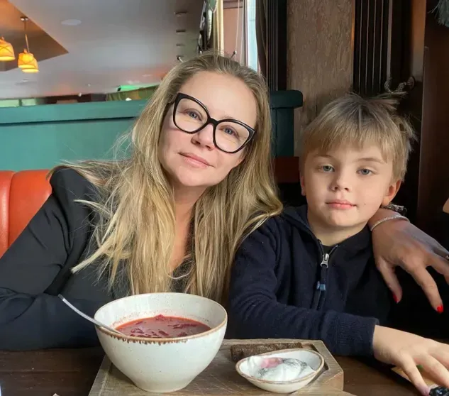 Maria Mironova with her son Fyodor